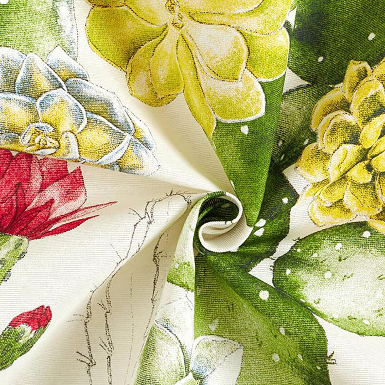 Tkanina dekoracyjna pł&oacute;tno kaktusy &ndash; naturalny/zieleń,  image number 3