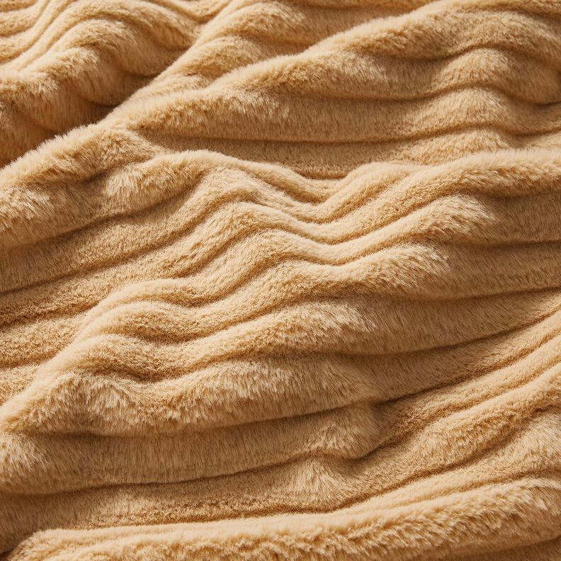 Sztuczne futro w szerokie poziome paski – beż,  image number 2