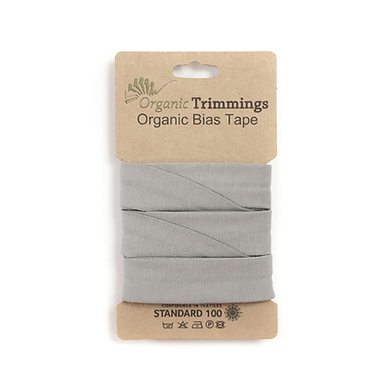 Taśma skośna Dżersej z bawełny organicznej [3 m | 20 mm] – jasnoszary,  image number 1