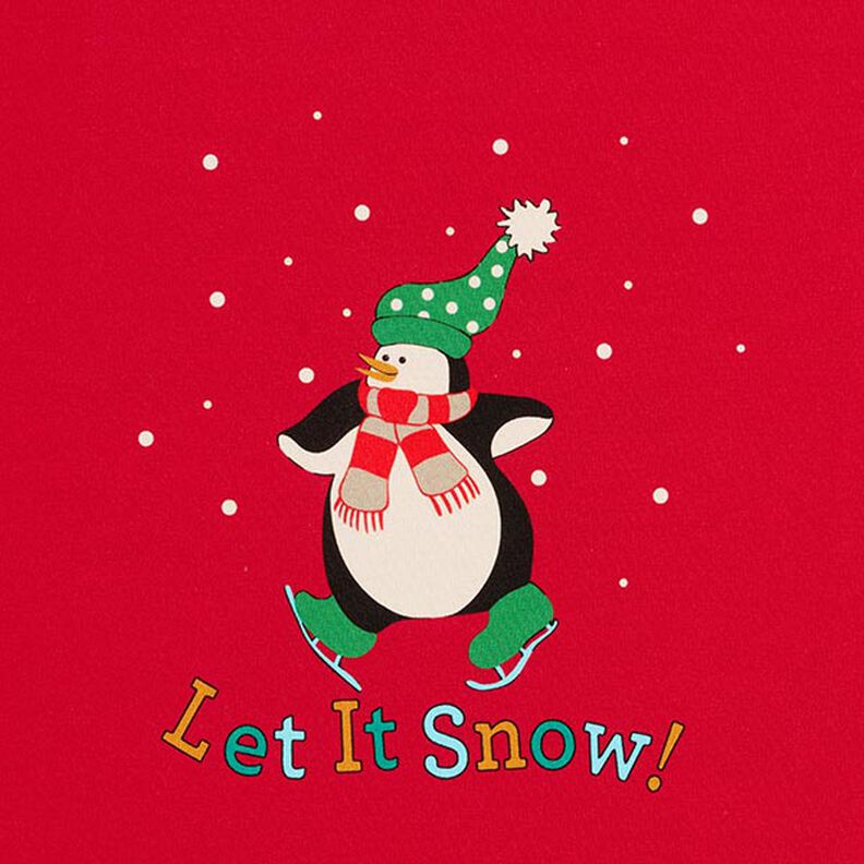 Panel Dzianina dresowa pętelkowa French Terry pingwin w śniegu – czerwień,  image number 6