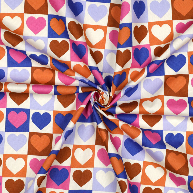 Popelina bawełniana serca w kratę | Poppy Fabrics – kość słoniowa/błękit królewski, image number 3