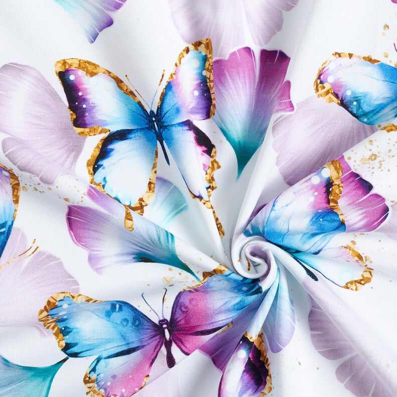 Dżersej bawełniany motyle z miłorzębu | Glitzerpüppi  – biel,  image number 3