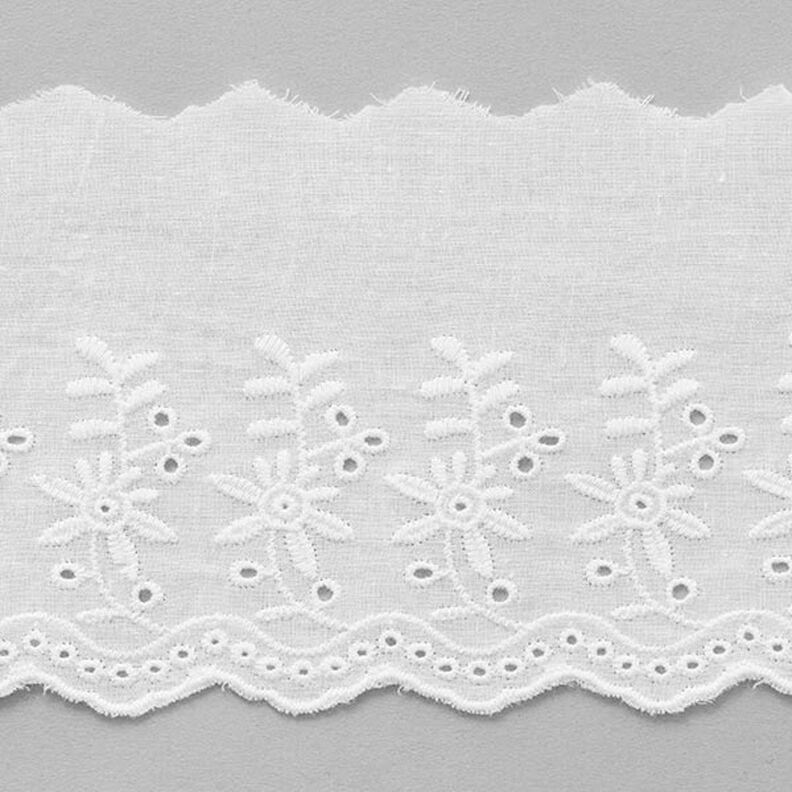 Taśma koronkowa festonowa w kwiaty [ 9 cm ] – biel,  image number 1