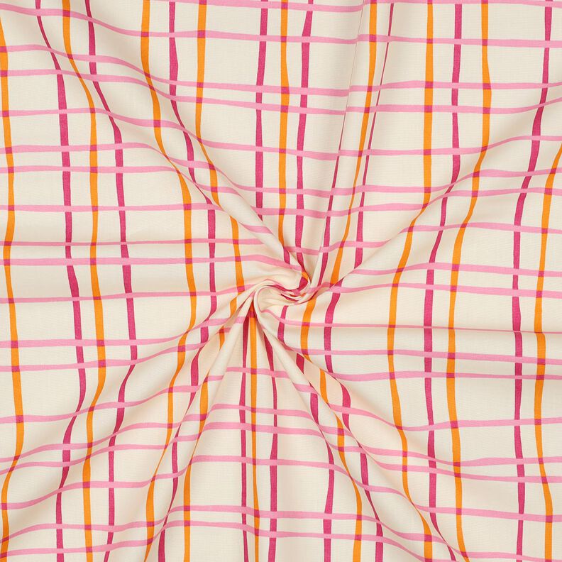 Popelina bawełniana falista krata | Poppy Fabrics – krem/róż,  image number 3