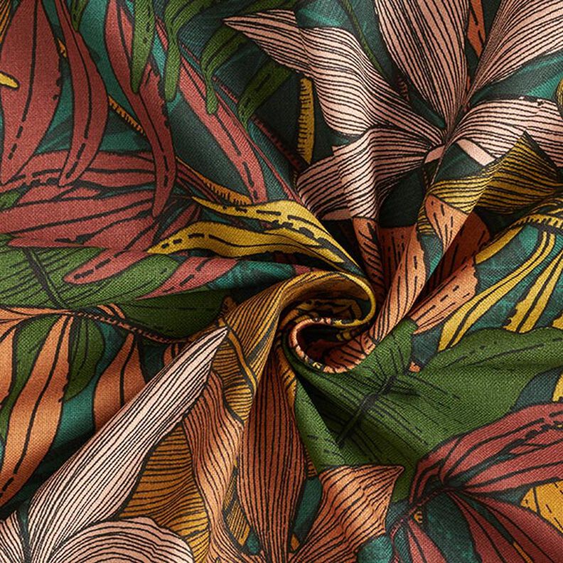 Tkanin dekoracyjna Half panama dżungla – ciemna zieleń,  image number 3