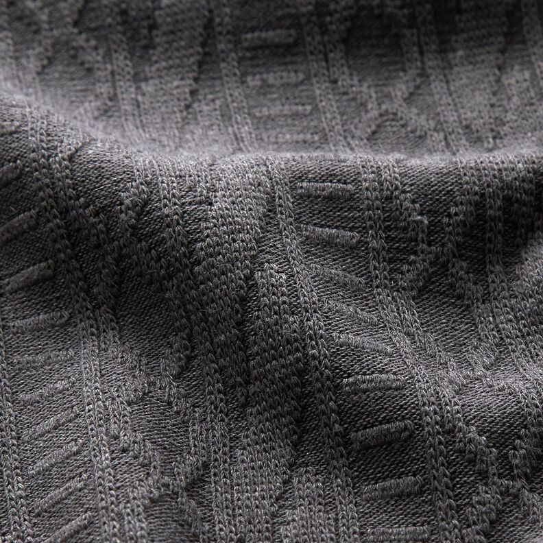 Dżersej żakardowy Mieszanka bawełny w zdobione paski – ciemnoszary,  image number 2