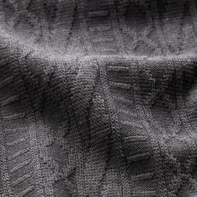 Dżersej żakardowy Mieszanka bawełny w zdobione paski – ciemnoszary, 
