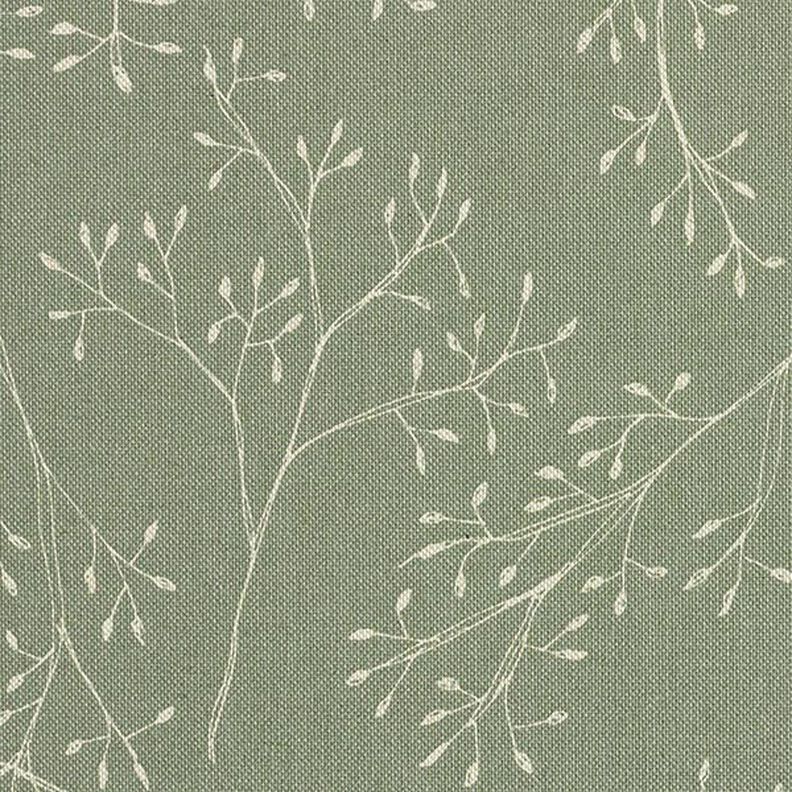 Tkanina dekoracyjna półpanama w delikatne gałązki – jasna oliwka,  image number 6