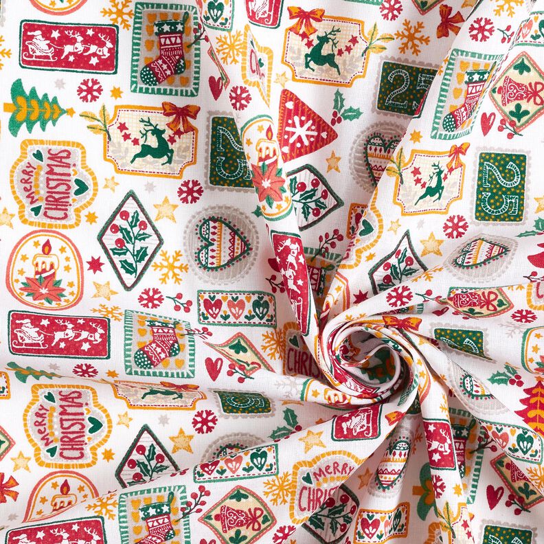 Tkanina bawełniana Popelina świąteczne obrazki – biel/czerwień karminowa,  image number 3