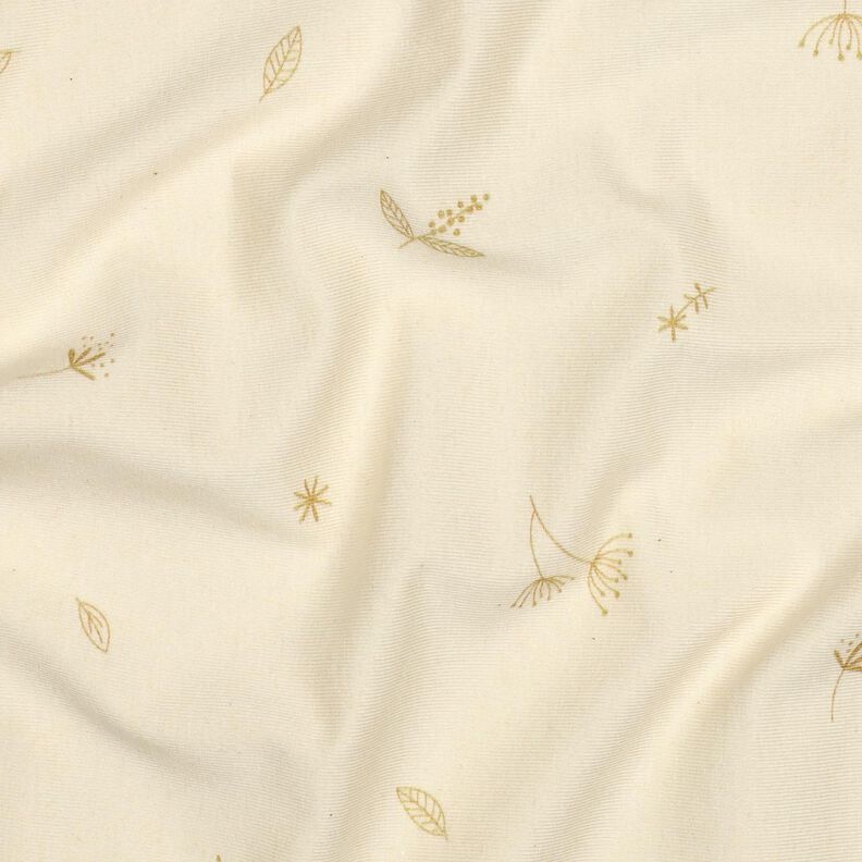GOTS Dżersej bawełniany gałęzie i rośliny | Poppy Fabrics – krem/brąz sarni,  image number 2