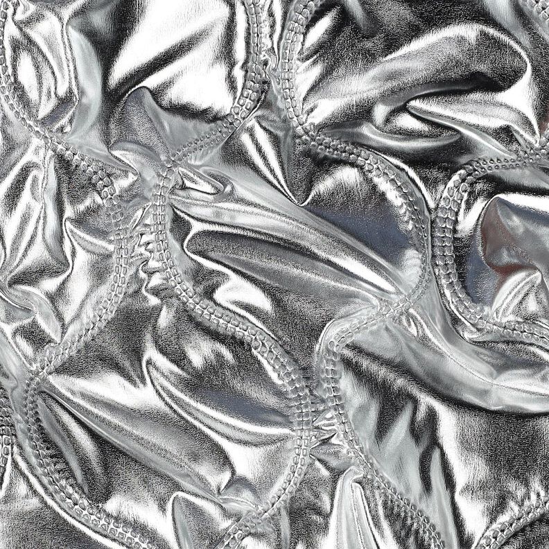 Tkanina pikowana linie serpentynowe – srebrny metaliczny, image number 2