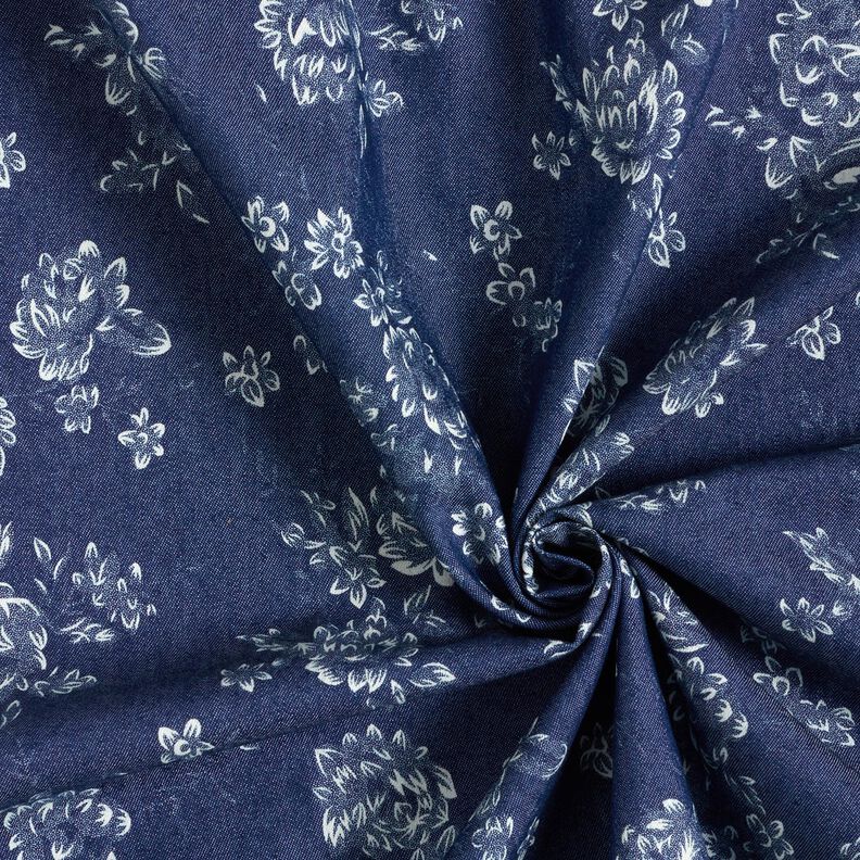 Chambray małe róże – granat/mleczna biel,  image number 3