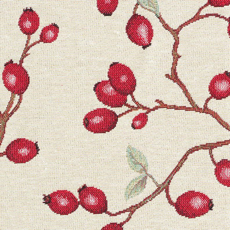 Tkanin dekoracyjna Gobelin dzikie róże – jasnobeżowy/czerwień,  image number 9