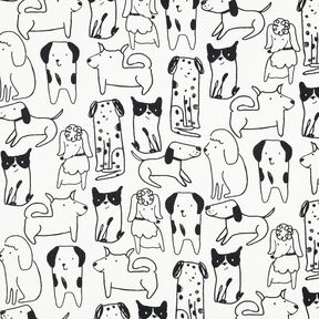 Flanela bawełniana psy | Poppy Fabrics – biel/czerń, 