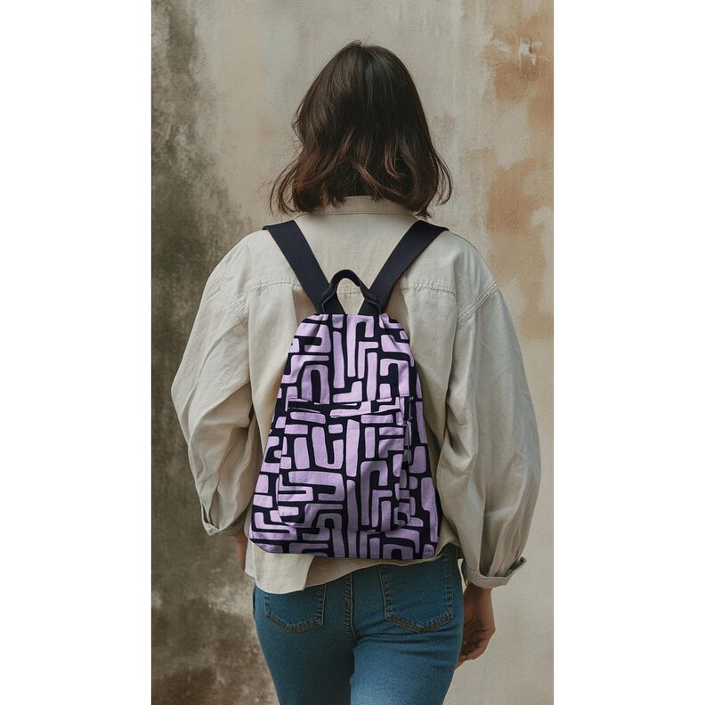 Bawełna powlekana abstrakcyjny – pastelowy fiolet/ciemnogranatowy,  image number 5