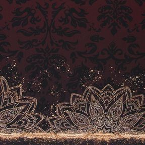 Dżersej bawełnianyTkanina z bordiurą mandala ze złotymi plamkami | Glitzerpüppi – czarny brąz/złoto, 