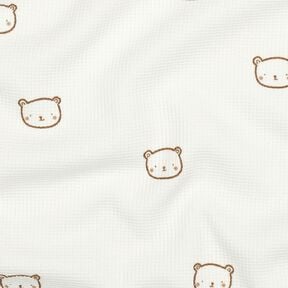 Dżersej wafel niedźwiadki | Poppy Fabrics – mleczna biel/brąz sarni, 