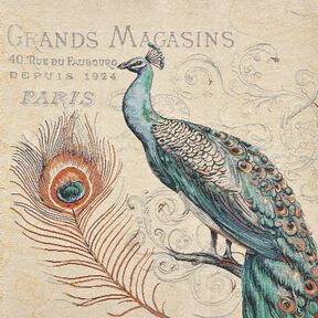 Panel dekoracyjny Gobelin paw &ndash; jasnobeżowy/błękit, 