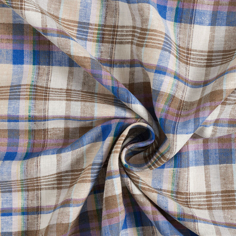Mieszanka lnu i wiskozy, checks – oliwka,  image number 4