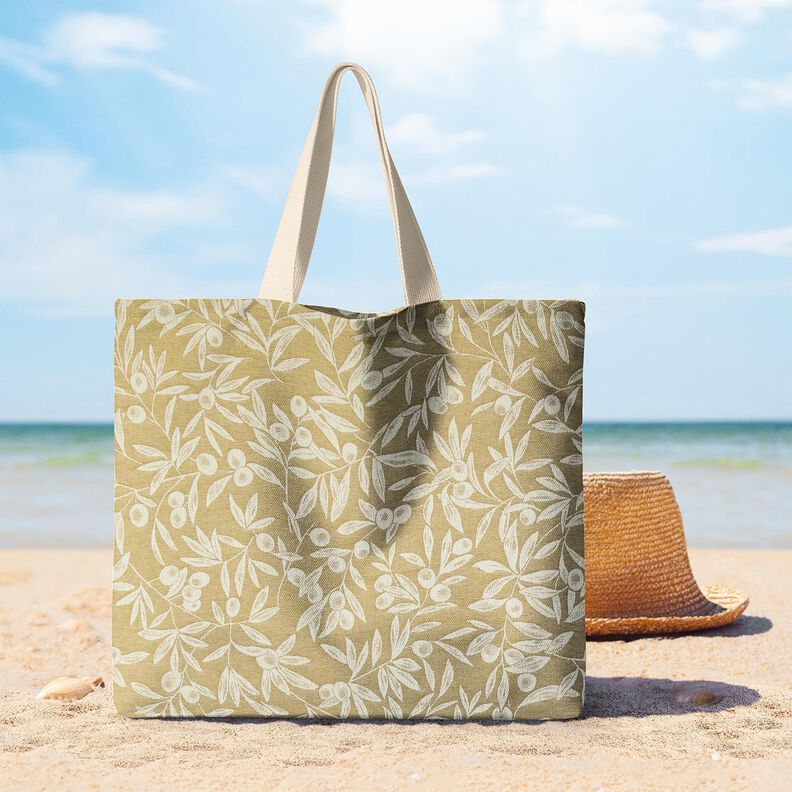 Bawełna powlekana Żakard oliwki w panierce – żółtooliwkowy/jasnobeżowy,  image number 6