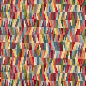 Tkanin dekoracyjna Gobelin graficzny zygzak – jasnobeżowy/czerwień karminowa, 