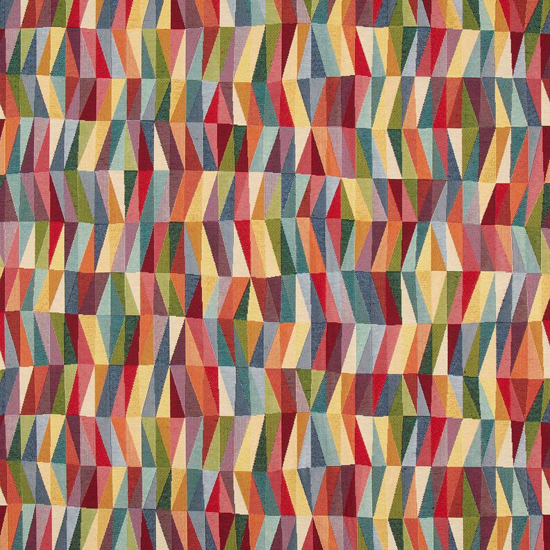 Tkanin dekoracyjna Gobelin graficzny zygzak – jasnobeżowy/czerwień karminowa,  image number 1