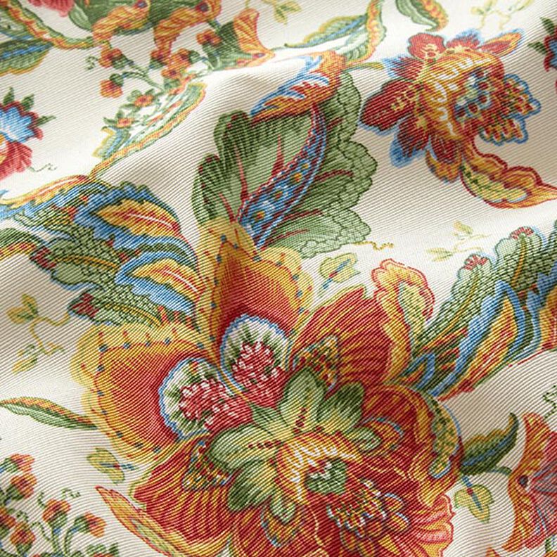 Tkanina dekoracyjna płótno orientalne ornamenty kwiatowe 280 cm – naturalny/zieleń,  image number 2