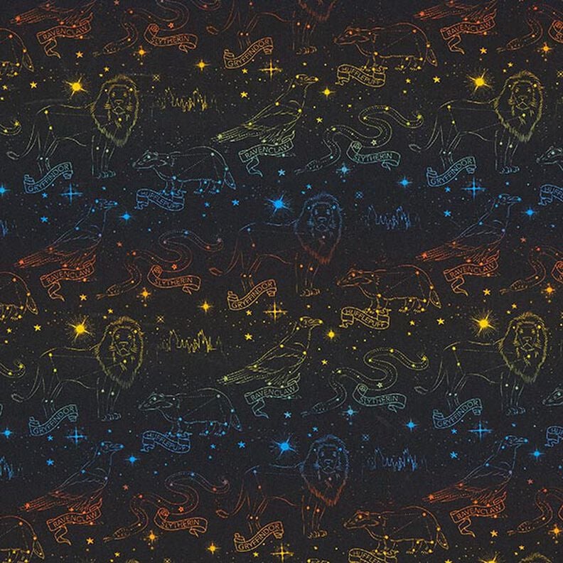 Dżersej bawełniany Tkanina na licencji Zwierzęta heraldyczne, gwiazdozbiory – Harry Potter  | Warner,  image number 1