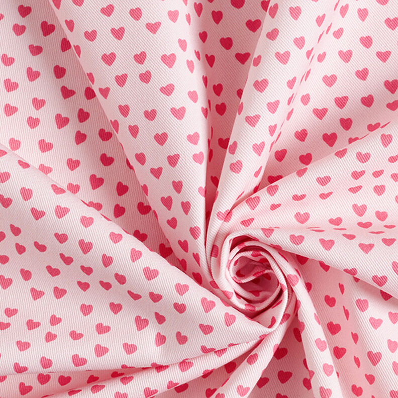 Tkanina dekoracyjna bawełna diagonalna – miniserduszka – jasny róż,  image number 3