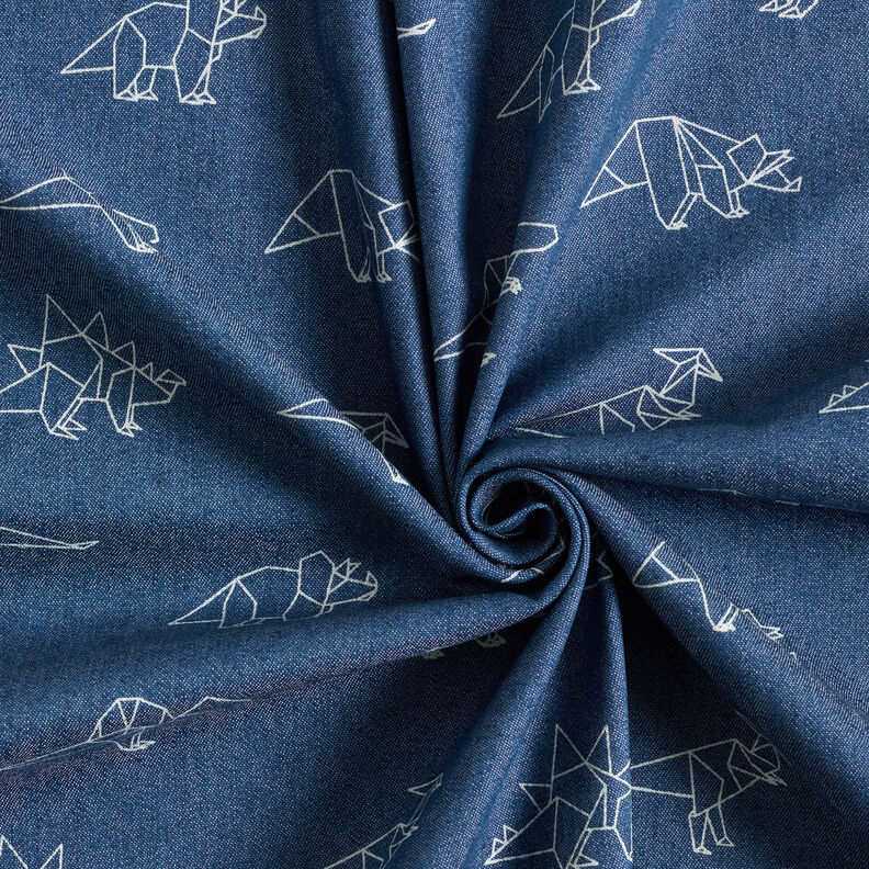 Tkanina dżinsowa strecz dinozaury origami – dżins,  image number 3