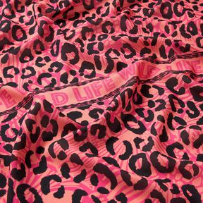 Wiskoza Woal Bordiura ze wzorem panterki i kwiatów Panel – pink/pomarańcza, 