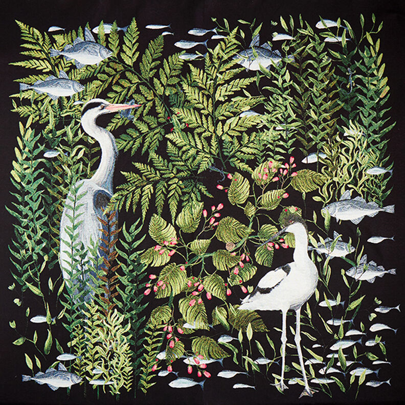Panel dekoracyjny gobelin, żurawie – czerń,  image number 1