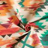 Tkanin dekoracyjna Half panama abstrakcyjny nadruk etno  – jasnobeżowy/szmaragdowy,  thumbnail number 3