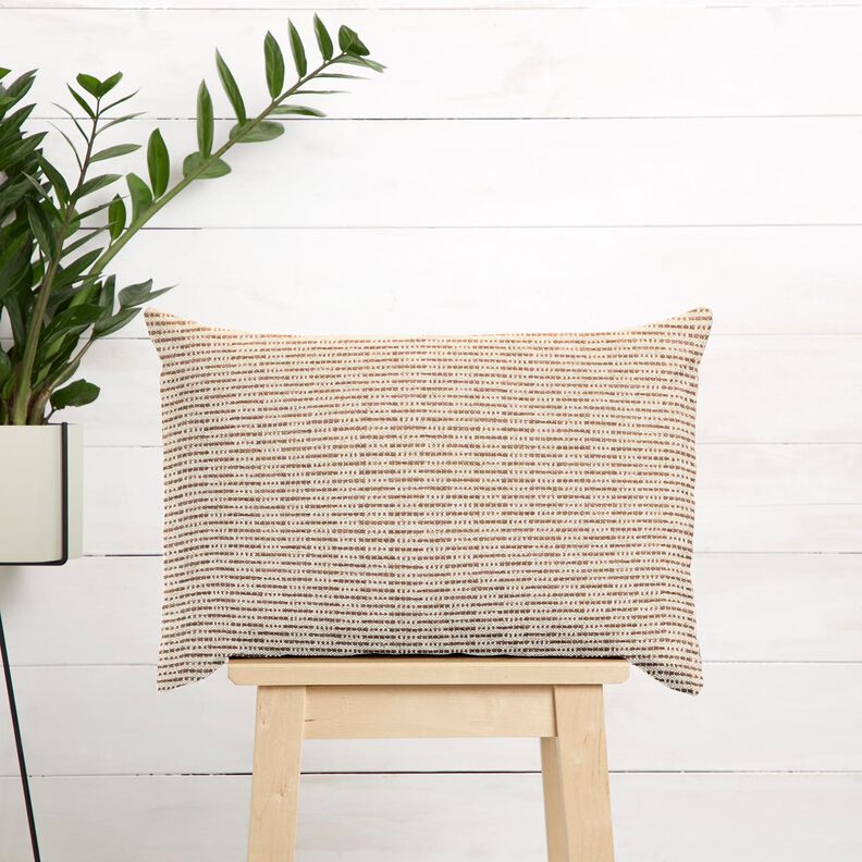 Tkanin dekoracyjna Żakard rustykalne paski – średni brąz/naturalny,  image number 6