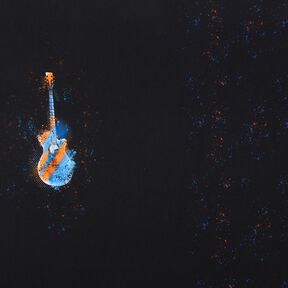 Dżersej bawełniany Panel gitara | Glitzerpüppi – czerń/pomarańcza, 