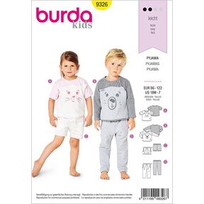 Piżama dziecięca, Burda 9326 | 86 - 122, 