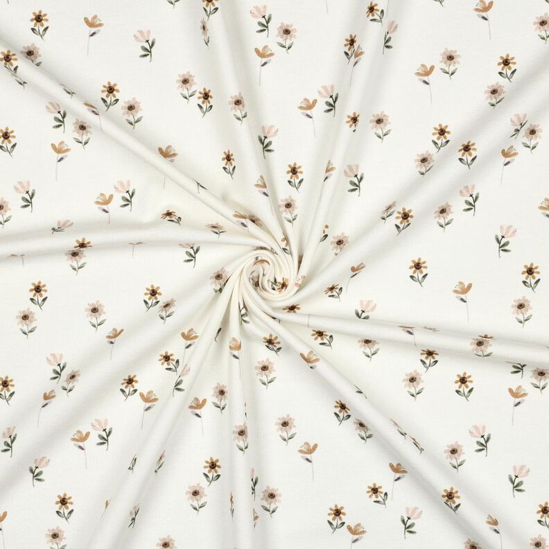 Dżersej bawełniany śliczne kwiatki nadruk cyfrowy | Poppy Fabrics – kość słoniowa/karmelka,  image number 3