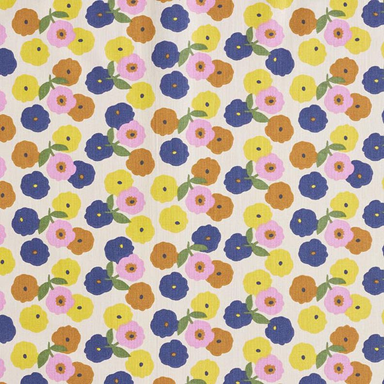 Tkanina bawełniana Kreton okrągłe kwiaty – krem/pastelowy beż,  image number 1