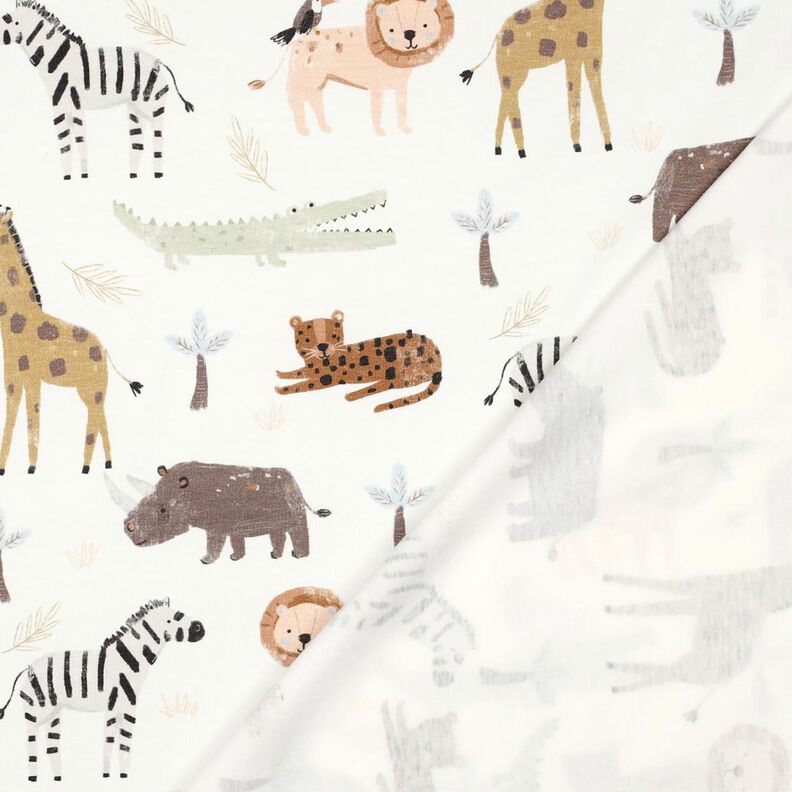 Dżersej bawełniany zwierzęta stepowe nadruk cyfrowy | Poppy Fabrics – kość słoniowa/ciemny brąz, image number 4