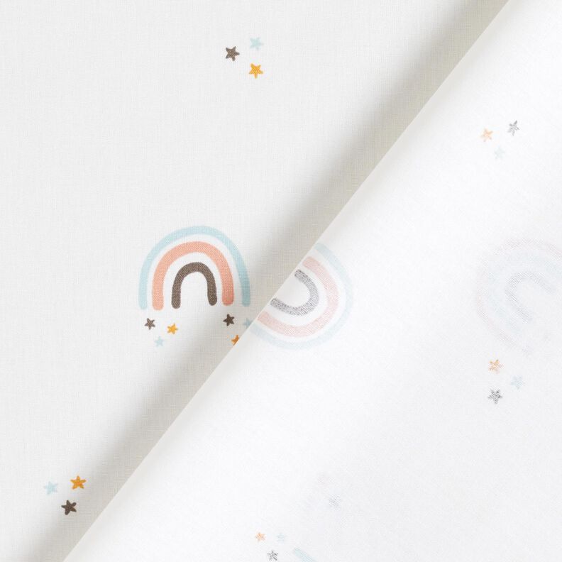 Popelina bawełniana tęczowy gwiezdny deszcz – kość słoniowa,  image number 4