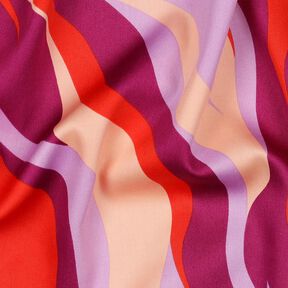 Satyna bawełniana fale retro | Poppy Fabrics – purpura/pomarańcza, 