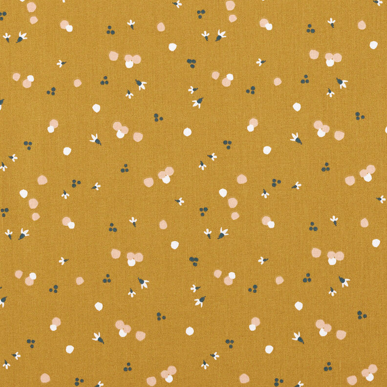 Tkanina bawełniana Kreton kolorowe kropki – musztarda,  image number 1