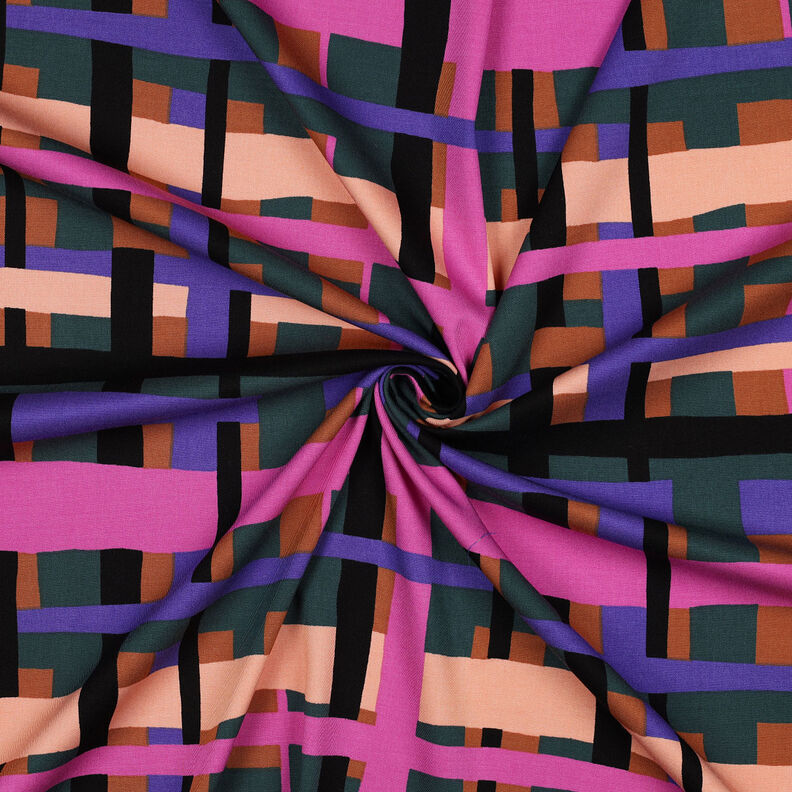 Tkanina wiskozowa stretch Line Layers | Nerida Hansen – ciemna zieleń/lilia, image number 3