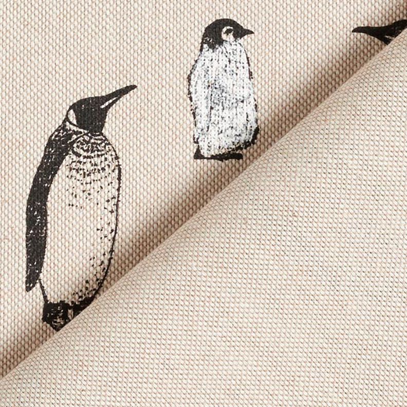 Tkanina dekoracyjna half panama Pingwiny – naturalny,  image number 6