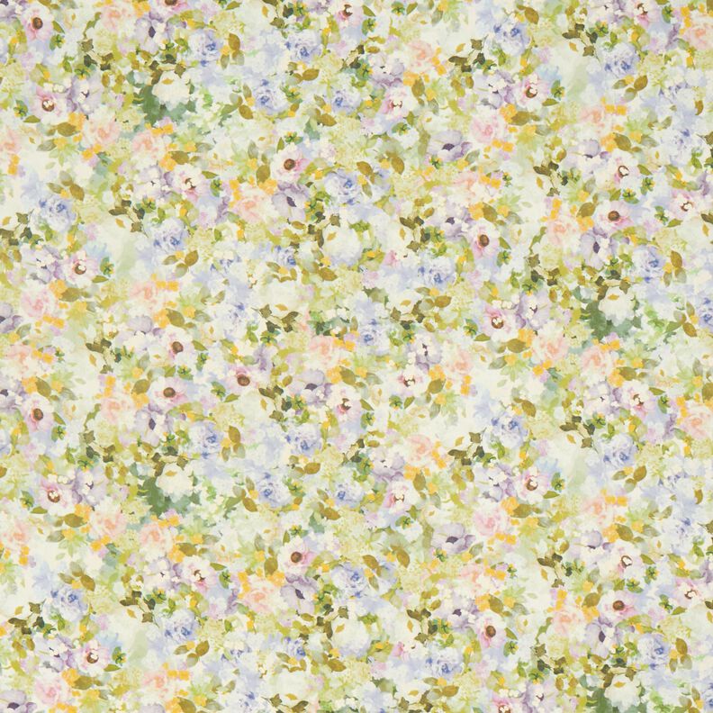 Szyfon morze kwiatów z recyklingu – pastelowy fiolet/zieleń liści lipy,  image number 1