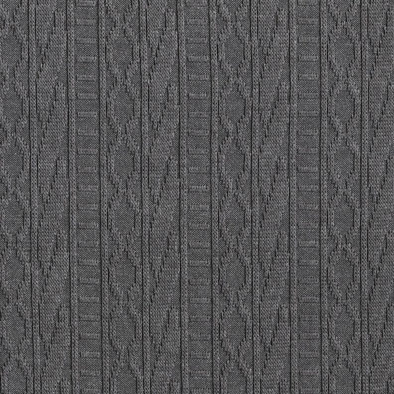 Dżersej żakardowy Mieszanka bawełny w zdobione paski – ciemnoszary,  image number 1