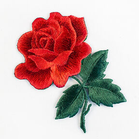 Aplikacja róża [ 7 x 7 cm ] – czerwień/zieleń, 