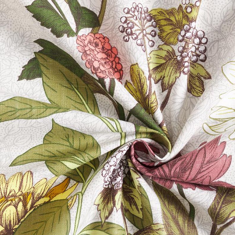 Tkanina dekoracyjna panama w drukowane kwiaty – mglisty szary,  image number 4