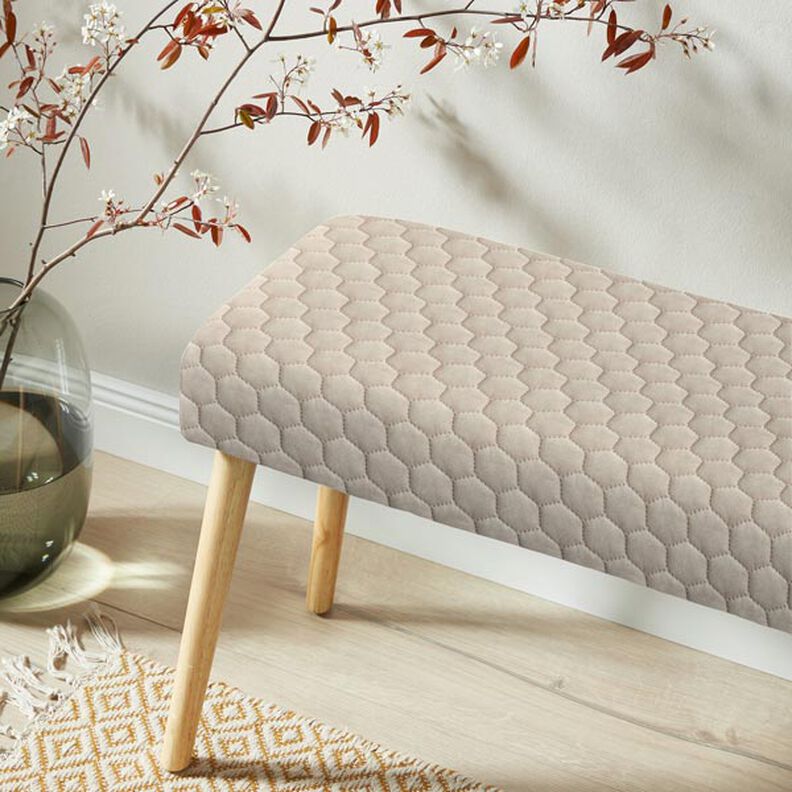 Tkanina tapicerska pikowany aksamit plaster miodu – piasek,  image number 7
