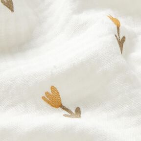 Muślin / Tkanina double crinkle kwiatuszki – kość słoniowa, 
